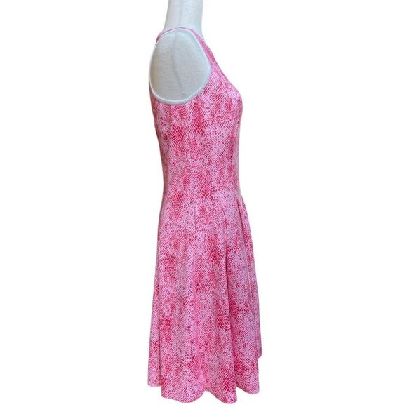 J. McLaughlin Pink Snake Skin Print Fit & Flare Sleeveless Knee Length Dress XS - Picture 4 of 10